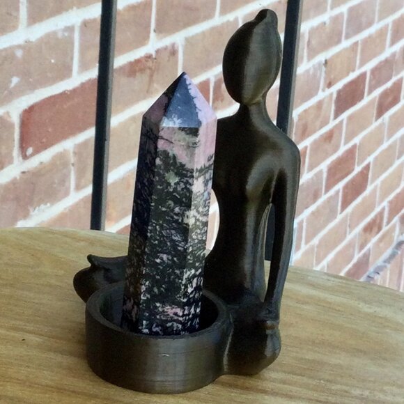 Handcrafted 3D Brown Yoga Lady Candle or Crystal Holder – Unique Spiritual Decor - Picture 1 of 3